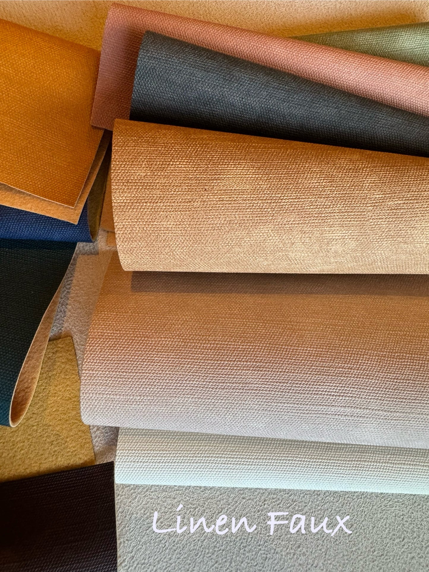 Faux Linen Leather Print