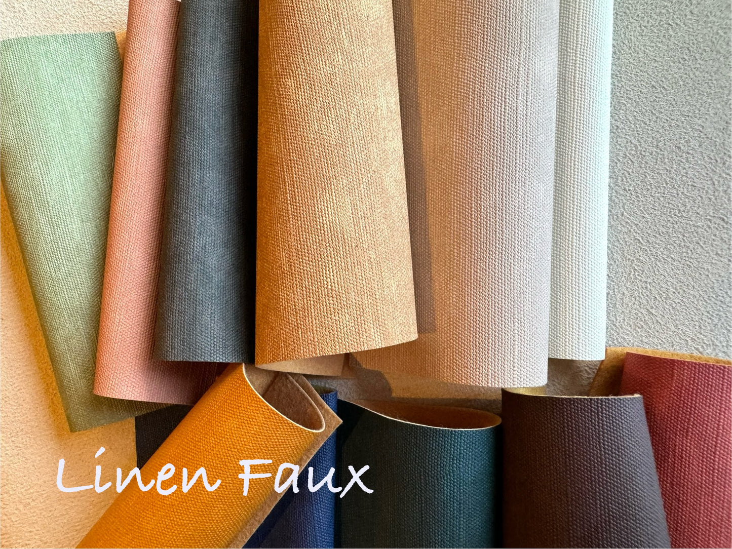 Faux Linen Leather Print