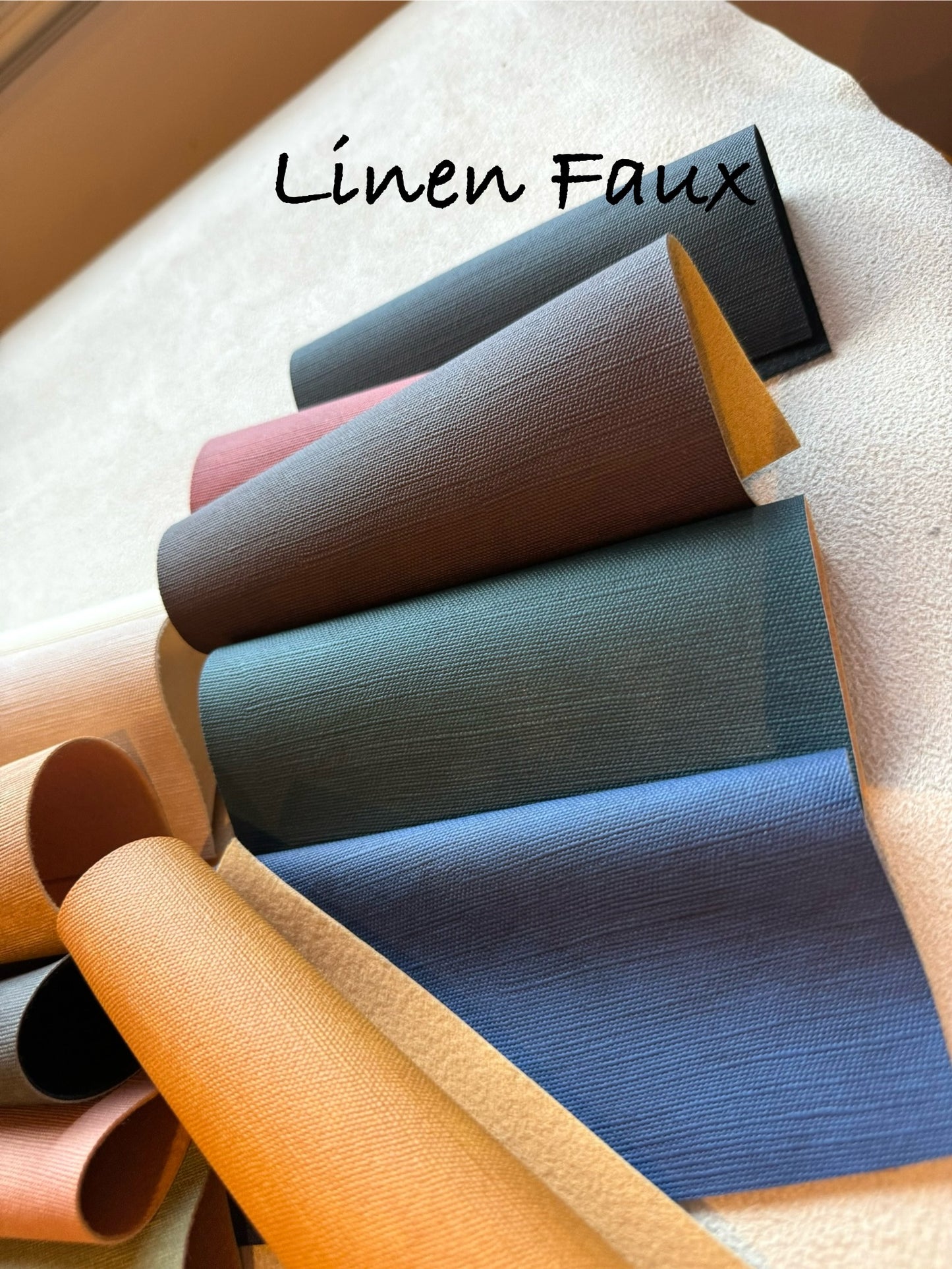Faux Linen Leather Print