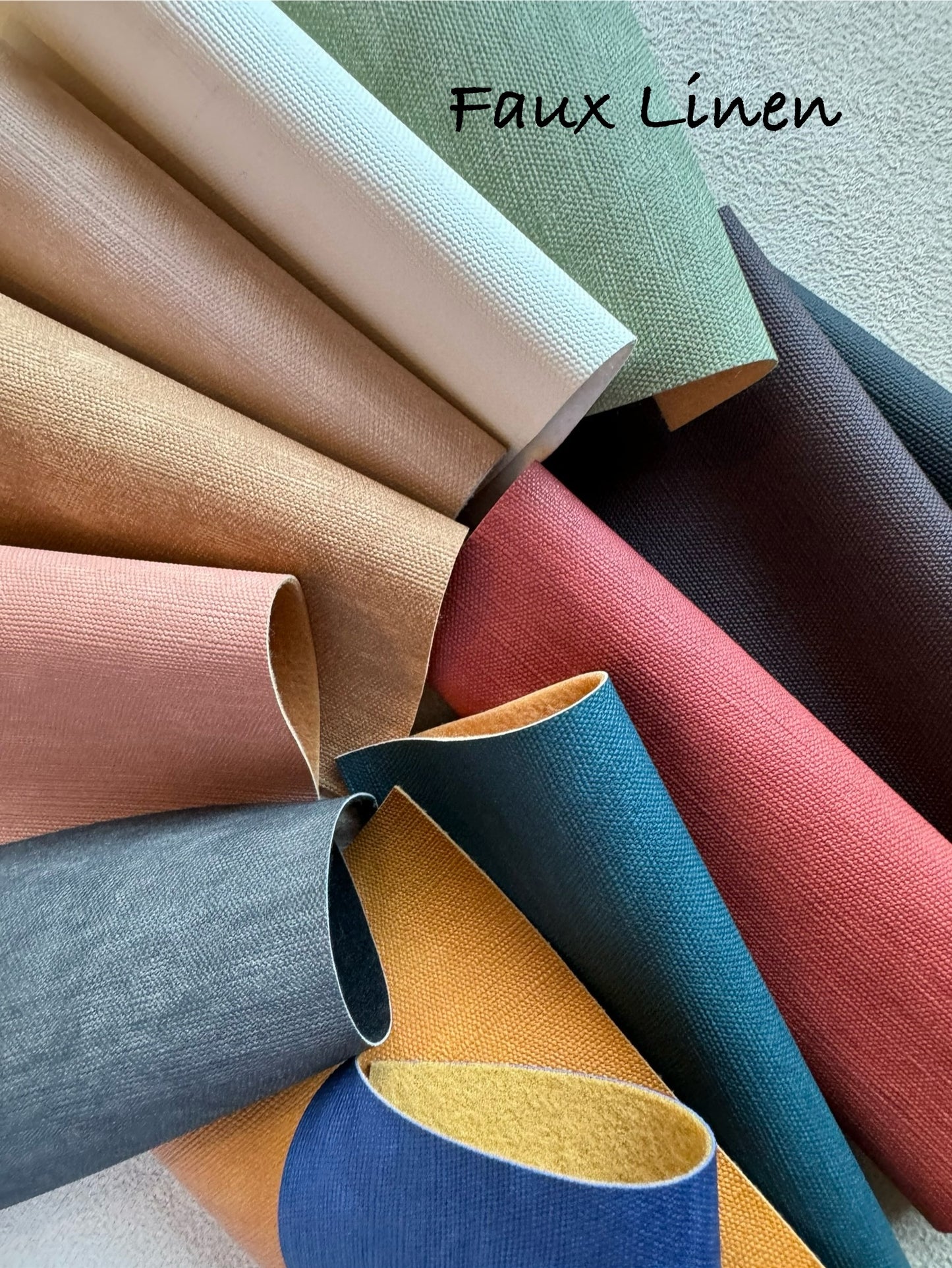 Faux Linen Leather Print