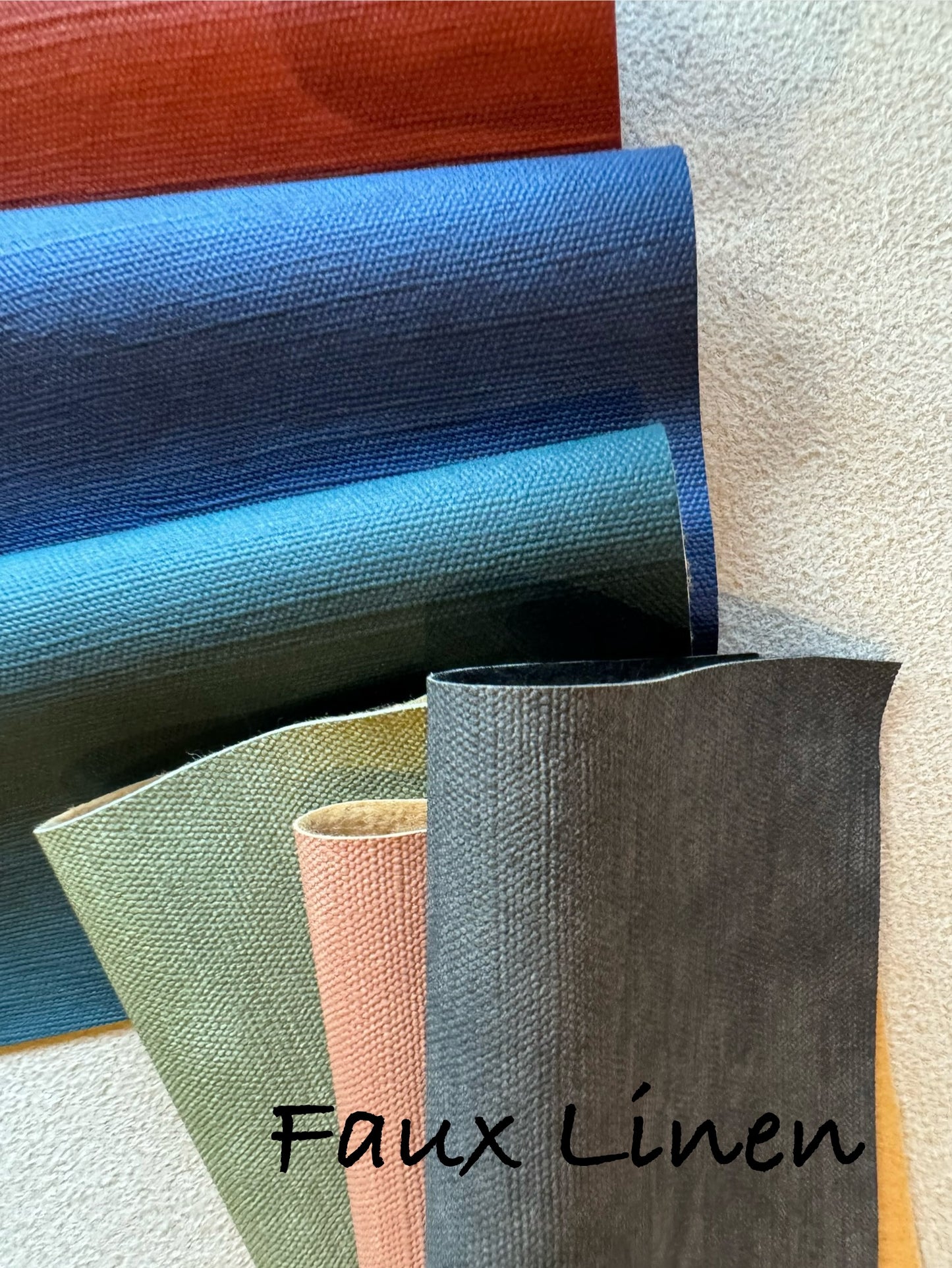 Faux Linen Leather Print