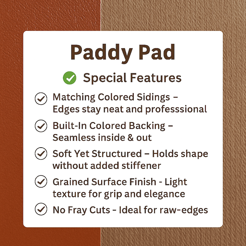 [YARD] Paddy Pad Faux Leather | 1.2mm Thick |Built-In Lining | Color Side |  Key Chain | DIY Crafts
