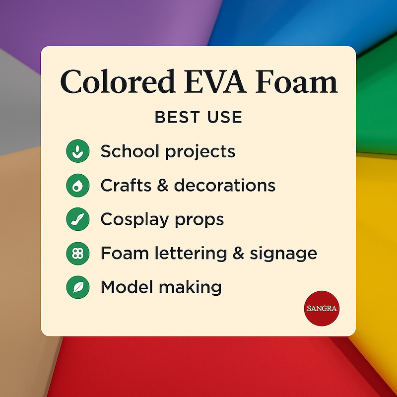 Colored EVA Foam 2mm uses for school projects, crafts, decorations and cosplay props