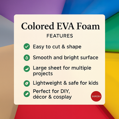 “Colored EVA Foam 2mm features – smooth surface, flexible, lightweight and easy to cut.”