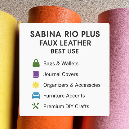 [YARD] Sabina Rio Plus Faux Leather | 1.6mm Thick Vibrant Colors |Velvet Built-In Lining| DIYCrafts